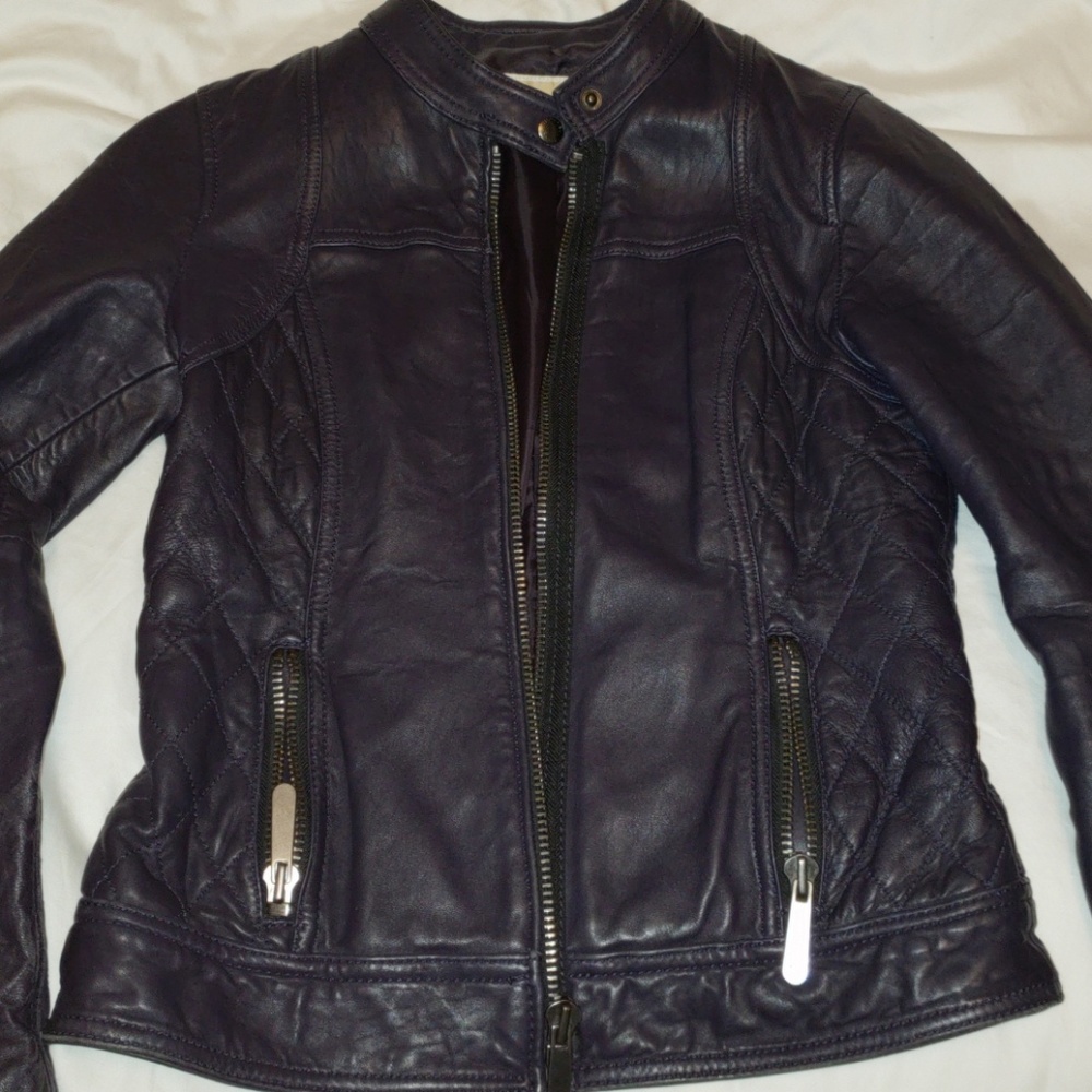 Michael Kors purple leather jacket size small